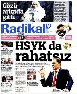 Radikal Gazetesi 22 Şubat 2013 kapağı