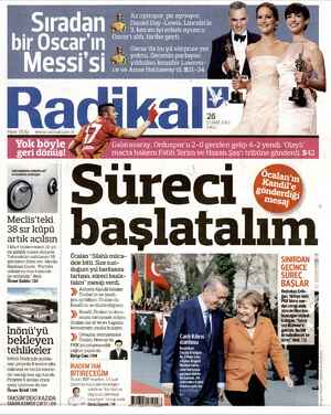 Radikal Gazetesi 26 Şubat 2013 kapağı