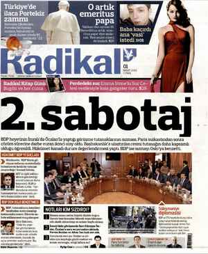 Radikal Gazetesi 1 Mart 2013 kapağı