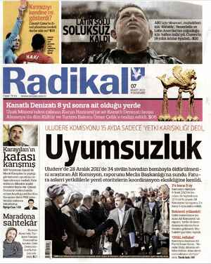 Radikal Gazetesi 7 Mart 2013 kapağı