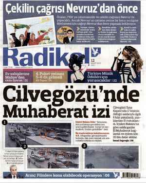 Radikal Gazetesi 12 Mart 2013 kapağı