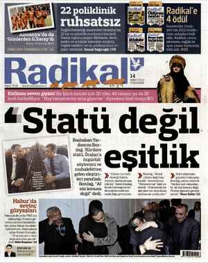 Radikal Gazetesi 14 Mart 2013 kapağı