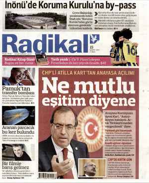 Radikal Gazetesi March 15, 2013 kapağı