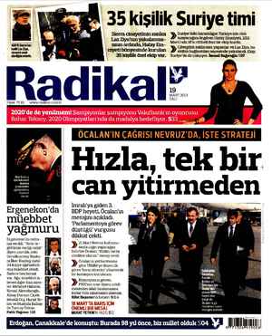 Radikal Gazetesi 19 Mart 2013 kapağı