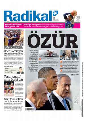 Radikal Gazetesi 23 Mart 2013 kapağı