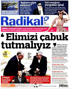 Radikal Gazetesi 28 Mart 2013 kapağı