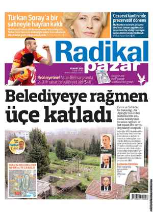 Radikal Gazetesi 31 Mart 2013 kapağı
