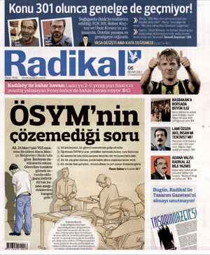 Radikal Gazetesi 6 Nisan 2013 kapağı
