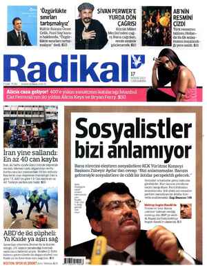 Radikal Gazetesi 17 Nisan 2013 kapağı