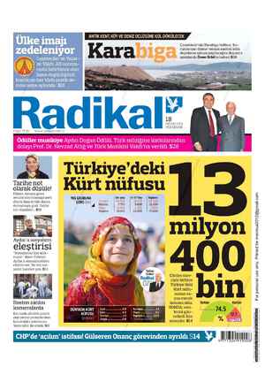 Radikal Gazetesi 18 Nisan 2013 kapağı