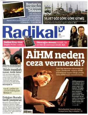 Radikal Gazetesi 19 Nisan 2013 kapağı