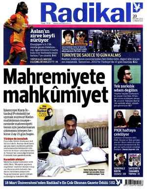 Radikal Gazetesi 20 Nisan 2013 kapağı