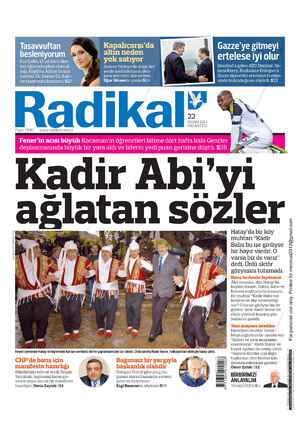Radikal Gazetesi 22 Nisan 2013 kapağı