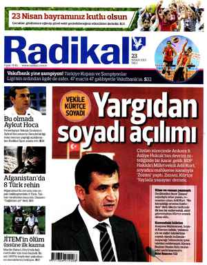 Radikal Gazetesi April 23, 2013 kapağı