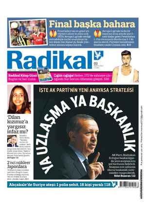 Radikal Gazetesi 3 Mayıs 2013 kapağı