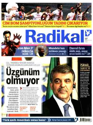 Radikal Gazetesi 7 Mayıs 2013 kapağı