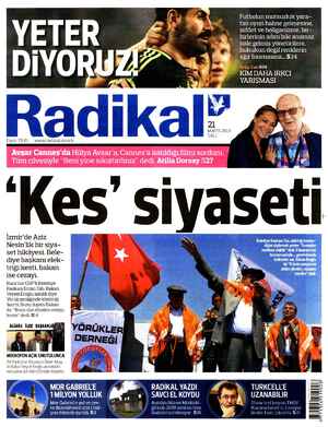 Radikal Gazetesi 21 Mayıs 2013 kapağı