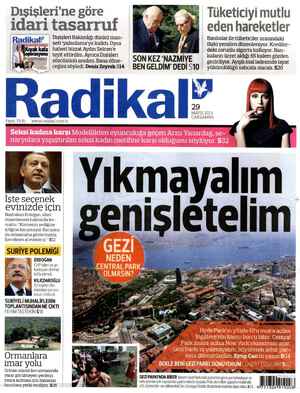 Radikal Gazetesi 29 Mayıs 2013 kapağı