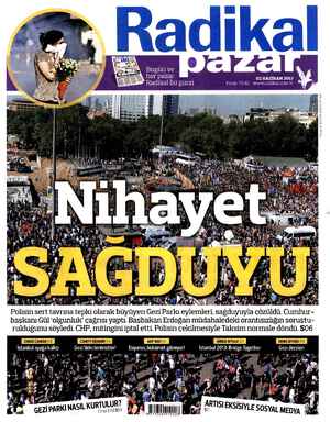 Radikal Gazetesi 2 Haziran 2013 kapağı