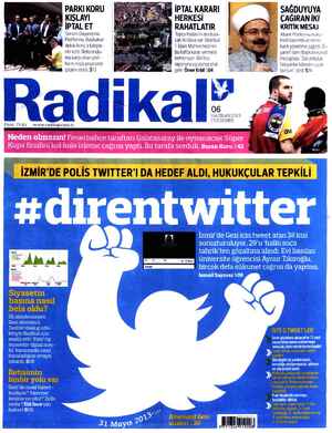 Radikal Gazetesi 6 Haziran 2013 kapağı