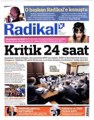 Radikal Gazetesi 13 Haziran 2013 kapağı