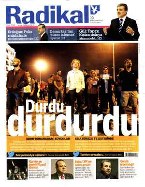 Radikal Gazetesi 19 Haziran 2013 kapağı