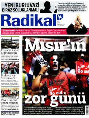 Radikal Gazetesi 3 Temmuz 2013 kapağı