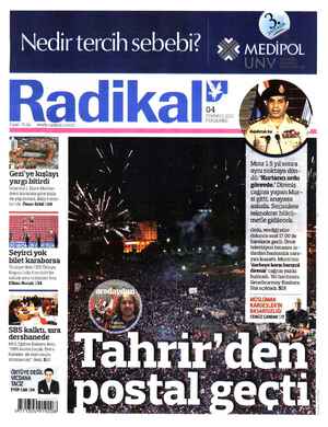 Radikal Gazetesi 4 Temmuz 2013 kapağı