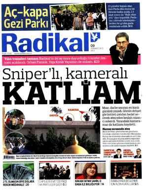 Radikal Gazetesi 9 Temmuz 2013 kapağı