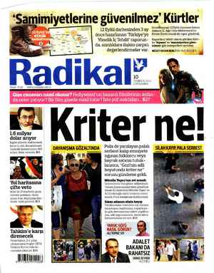 Radikal Gazetesi 10 Temmuz 2013 kapağı
