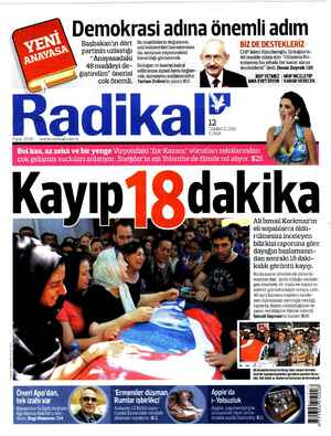 Radikal Gazetesi 12 Temmuz 2013 kapağı