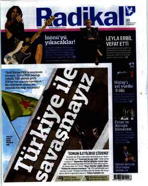 Radikal Gazetesi 20 Temmuz 2013 kapağı
