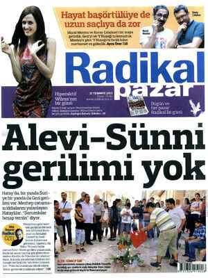 Radikal Gazetesi 21 Temmuz 2013 kapağı