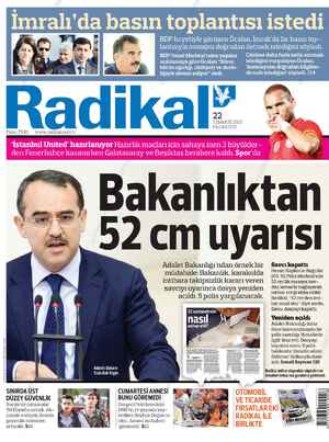 Radikal Gazetesi 22 Temmuz 2013 kapağı