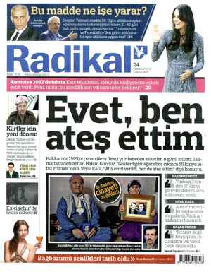 Radikal Gazetesi 24 Temmuz 2013 kapağı
