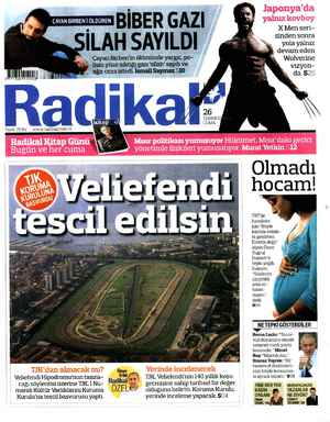 Radikal Gazetesi 26 Temmuz 2013 kapağı