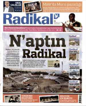 Radikal Gazetesi 31 Temmuz 2013 kapağı