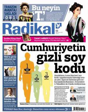 Radikal Gazetesi 2 Ağustos 2013 kapağı