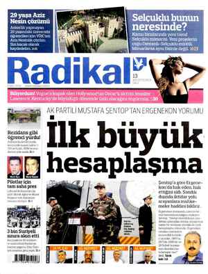 Radikal Gazetesi 13 Ağustos 2013 kapağı