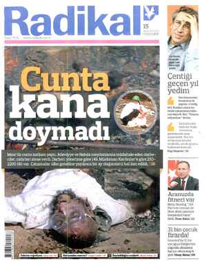 Radikal Gazetesi 15 Ağustos 2013 kapağı