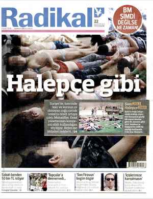 Radikal Gazetesi 22 Ağustos 2013 kapağı