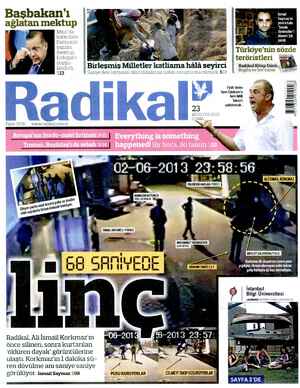 Radikal Gazetesi 23 Ağustos 2013 kapağı