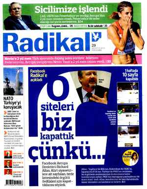 Radikal Gazetesi 29 Ağustos 2013 kapağı