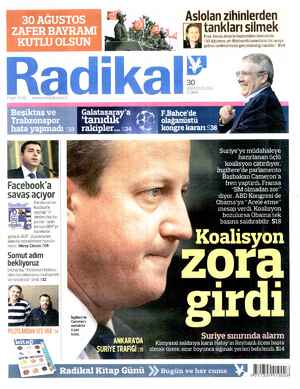 Radikal Gazetesi 30 Ağustos 2013 kapağı