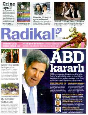 Radikal Gazetesi 31 Ağustos 2013 kapağı