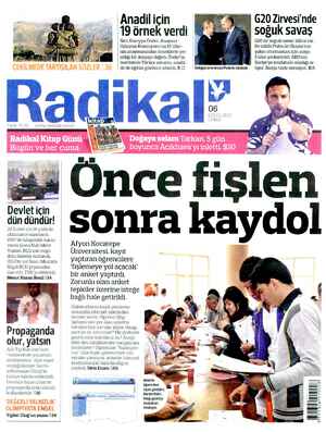 Radikal Gazetesi 6 Eylül 2013 kapağı