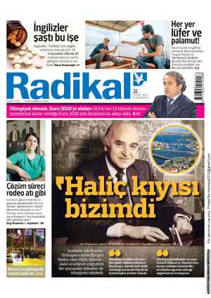 Radikal Gazetesi 21 Eylül 2013 kapağı