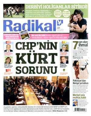 Radikal Gazetesi 23 Eylül 2013 kapağı