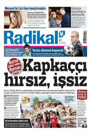 Radikal Gazetesi 25 Eylül 2013 kapağı