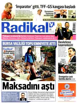 Radikal Gazetesi 26 Eylül 2013 kapağı